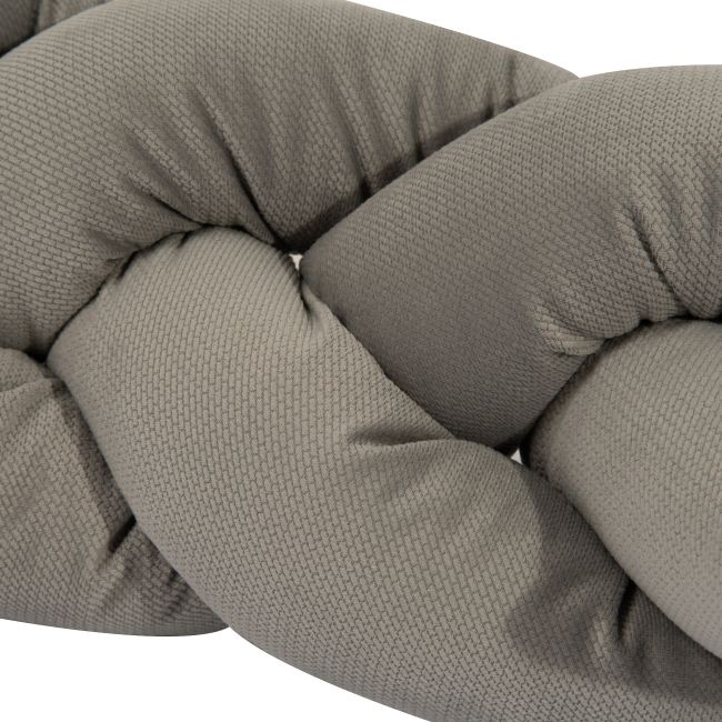 Aparatoare Laterala Pat Bumper Impletit, Cu Inchidere Velcro, Bumbac Velvet Gri, 210x21 Cm Pjb63763
