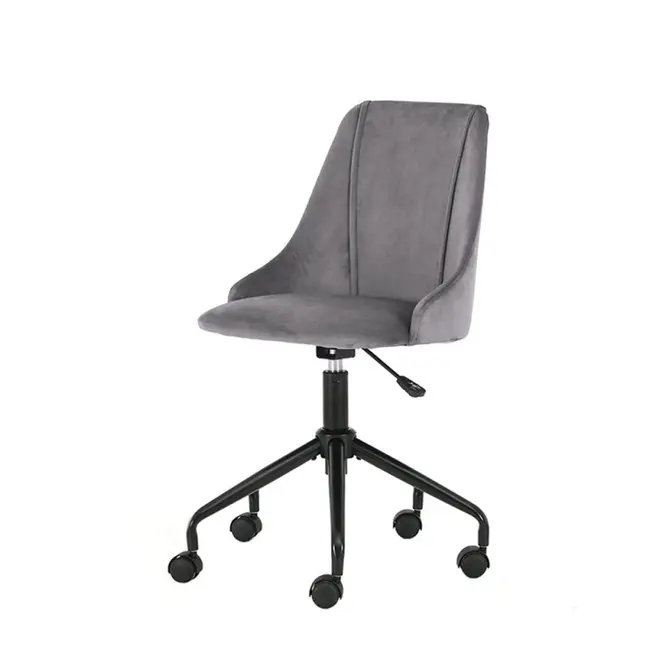 Scaun birou pentru copii hm break, tapiterie stofa tip catifea, inaltime reglabila, roti pivotante, 100 kg, gri inchis drm8666