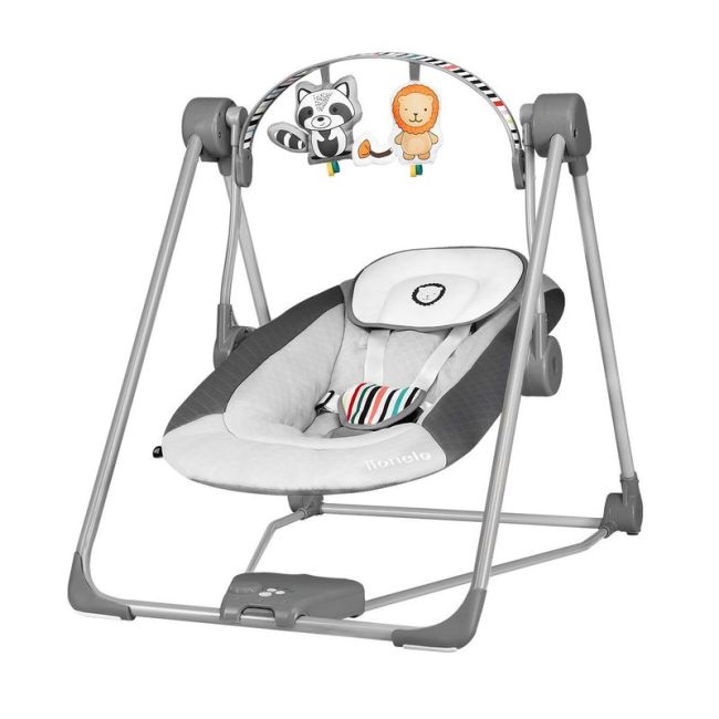 Lionelo - Fotoliu balansoar Otto Cozy Pliabil, Cu melodii, Cu leganare, 57x55 cm, Gri BYNLO-OTTO_COZY_GREY