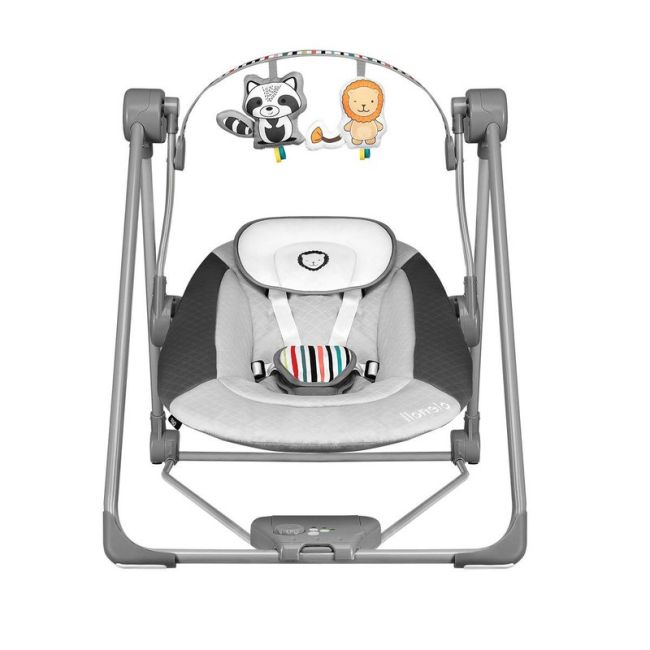 Lionelo - Fotoliu balansoar Otto Cozy Pliabil, Cu melodii, Cu leganare, 57x55 cm, Gri BYNLO-OTTO_COZY_GREY