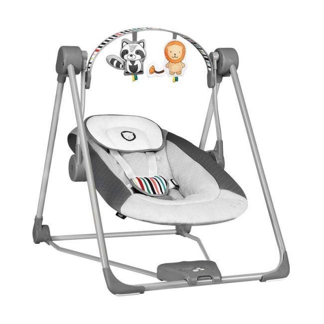 Lionelo - Fotoliu balansoar Otto Cozy Pliabil, Cu melodii, Cu leganare, 57x55 cm, Gri BYNLO-OTTO_COZY_GREY