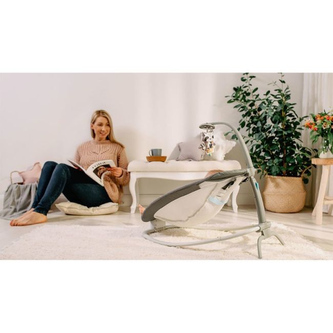 Lionelo - Fotoliu balansoar Pascal Scandi Pliabil, Cu melodii, 80x49 cm, Gri BYNLO-PASCAL_GREY_SCANDI