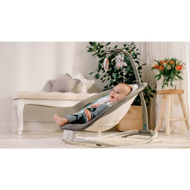 Lionelo - Fotoliu balansoar Pascal Scandi Pliabil, Cu melodii, 80x49 cm, Gri BYNLO-PASCAL_GREY_SCANDI