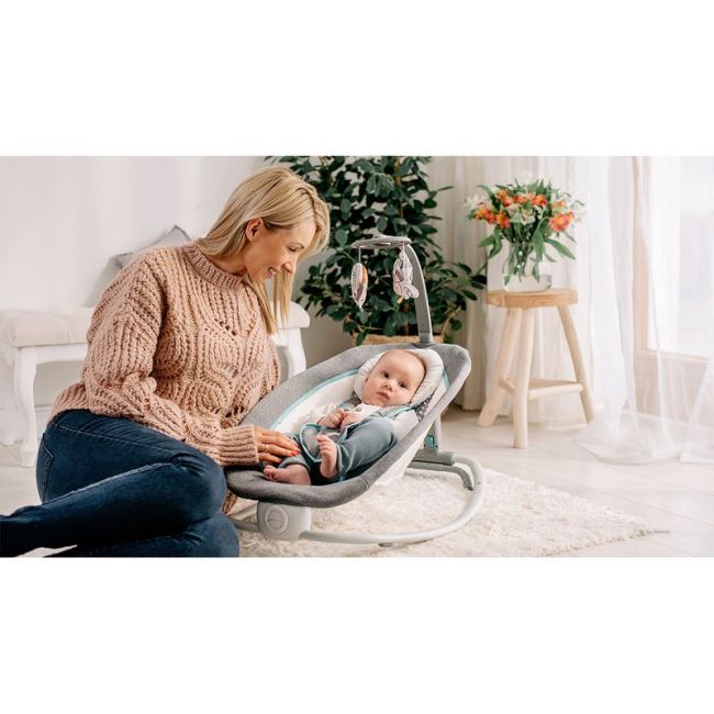Lionelo - Fotoliu balansoar Pascal Scandi Pliabil, Cu melodii, 80x49 cm, Gri BYNLO-PASCAL_GREY_SCANDI