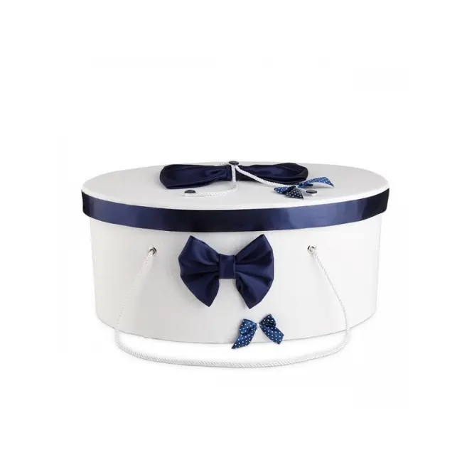Cutie trusou decorata cu funde bleumarine Baietel NKTR006-C NKO1345