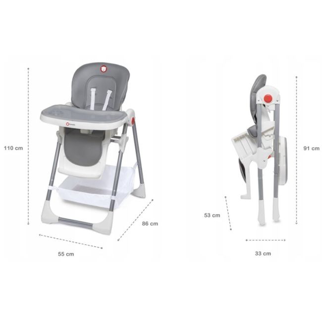 Lionelo - Scaun de masa Reglabil Linn Plus din Metal, Gri BYNLO-LINNPLUS_Grey