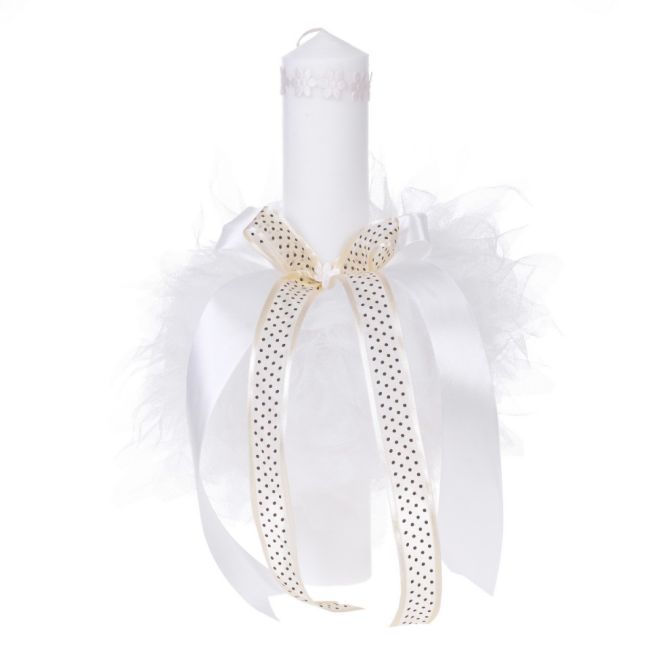Lumanare botez cu floricele crem unisex Denikos® 51 NKO1565