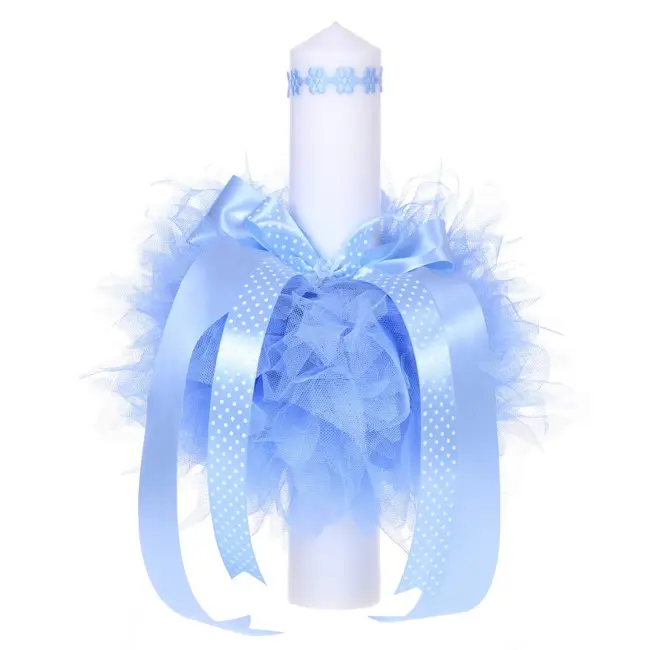 Lumanare botez pentru baietel cu floricele bleu Denikos&reg; 53 NKO1567