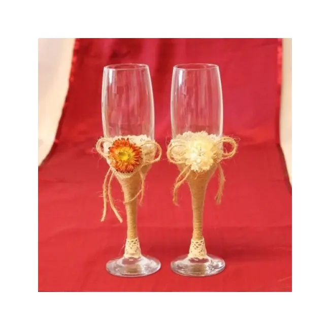 Pahare nunta traditionale iuta si floricele P18F NKO1361