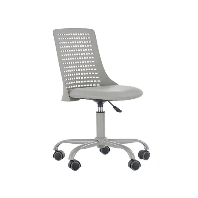 Scaun birou copii din polipropilena hm pure, piele ecologica, baza vopsita, inaltime reglabila, roti pivotante, 80 kg, gri drm8673