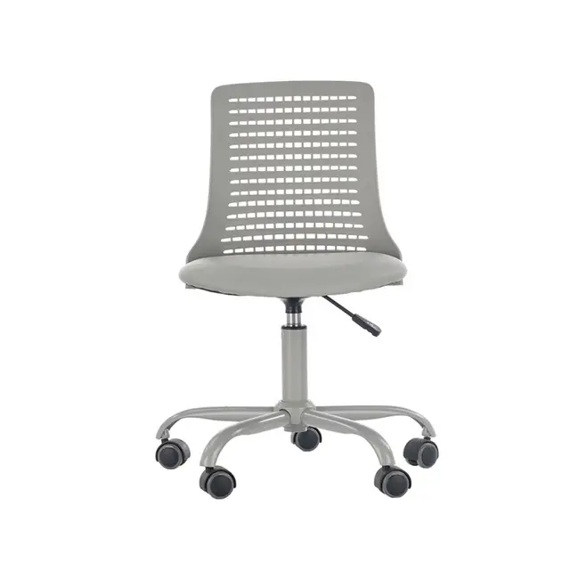 Scaun birou copii din polipropilena hm pure, piele ecologica, baza vopsita, inaltime reglabila, roti pivotante, 80 kg, gri drm8673