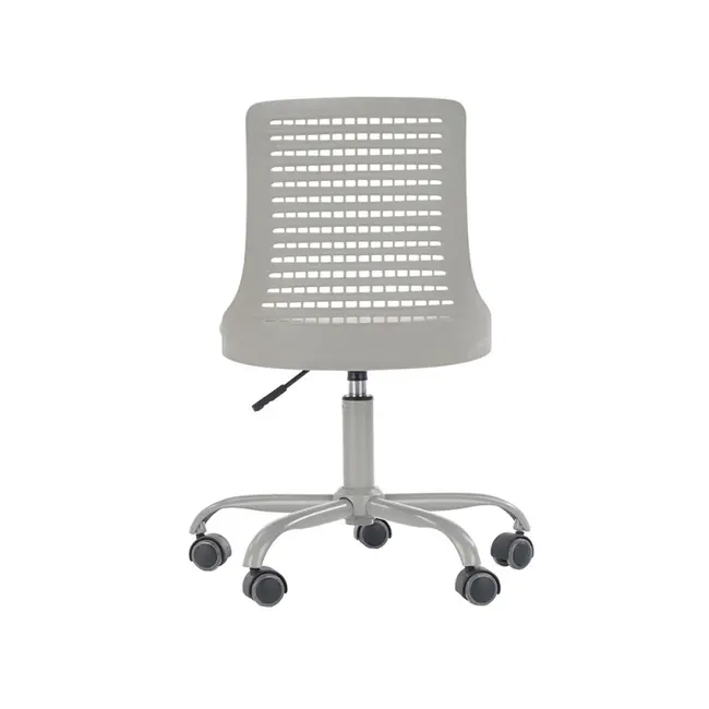Scaun birou copii din polipropilena hm pure, piele ecologica, baza vopsita, inaltime reglabila, roti pivotante, 80 kg, gri drm8673