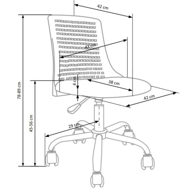 Scaun birou copii din polipropilena hm pure, piele ecologica, baza vopsita, inaltime reglabila, rotire 360 ˚, 80 kg, roz drm8674