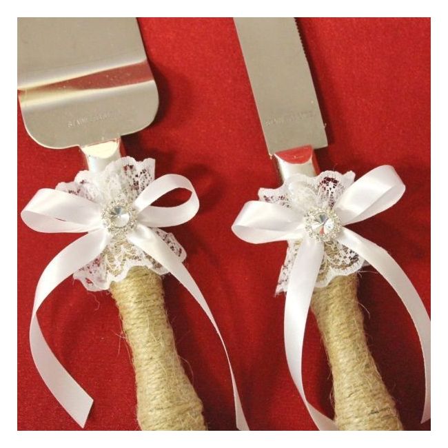 Set tort rustic dantela si stras P29F NKO1126