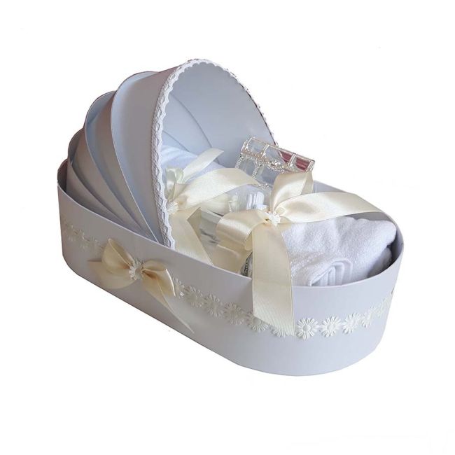 Trusou de botez complet model landou unisex cu decor ivoire Denikos® 131 NKO1686