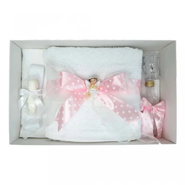 Trusou botez Fetite cu fundita roz si cu ingeras Denikos&reg; 32 NKO1619