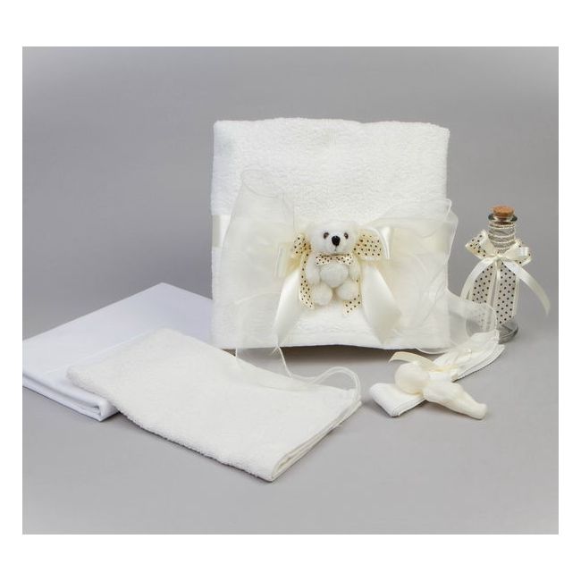 Trusou de botez ivory cu ursulet Unisex NK0006 NKO972