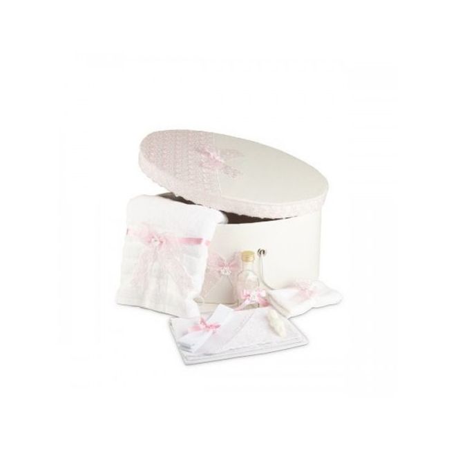 Set Trusou botez Fetita si cutie decorata dantela roz NK-TR-004 NKO1238