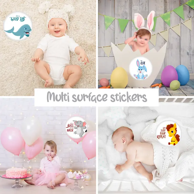 Set Stickere pentru Fotografii copii Funny Animals Baby Milestone Stickers Unisex 15 cm - pentru fotografii memorabile