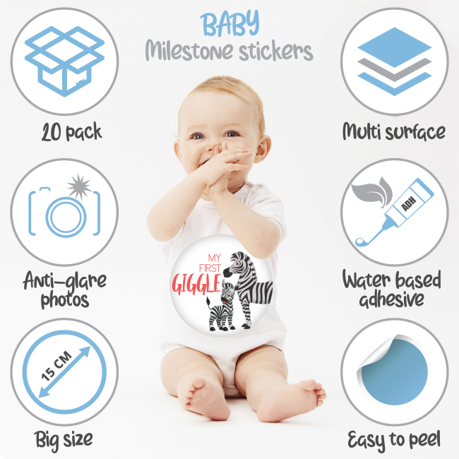 Set Stickere pentru Fotografii de bebelusi My First Baby Milestone Stickers Unisex 15 cm