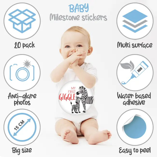 Set Stickere pentru Fotografii de bebelusi My First Baby Milestone Stickers Unisex 15 cm
