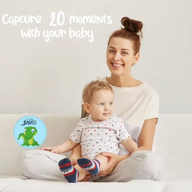 Set Stickere pentru Fotografii copii Funny Animals Baby Milestone Stickers pentru baieti -15 cm diametru