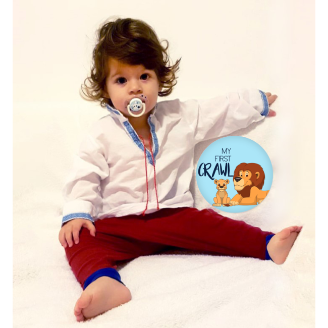 Set Stickere Fotografii Bebelusi My First - Baby Milestone Stickers pentru baieti 15 cm diametru