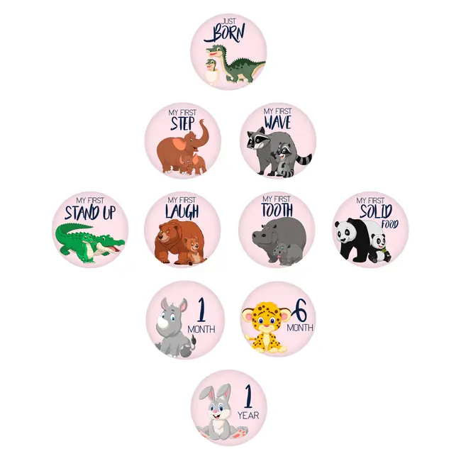 Set stickere foto bebeluse model My First Baby Milestone Stickers pentru Fetite - 15 cm diametru