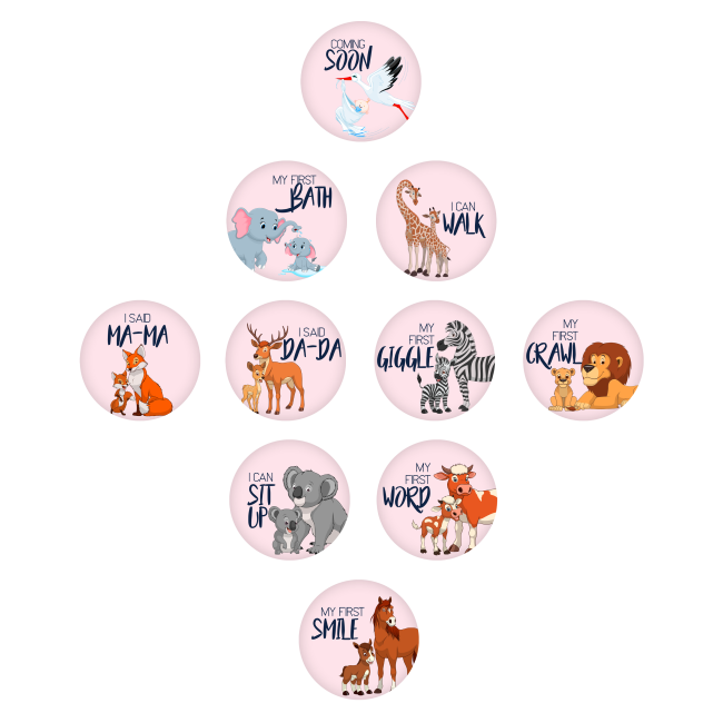 Set stickere foto bebeluse model My First Baby Milestone Stickers pentru Fetite - 15 cm diametru