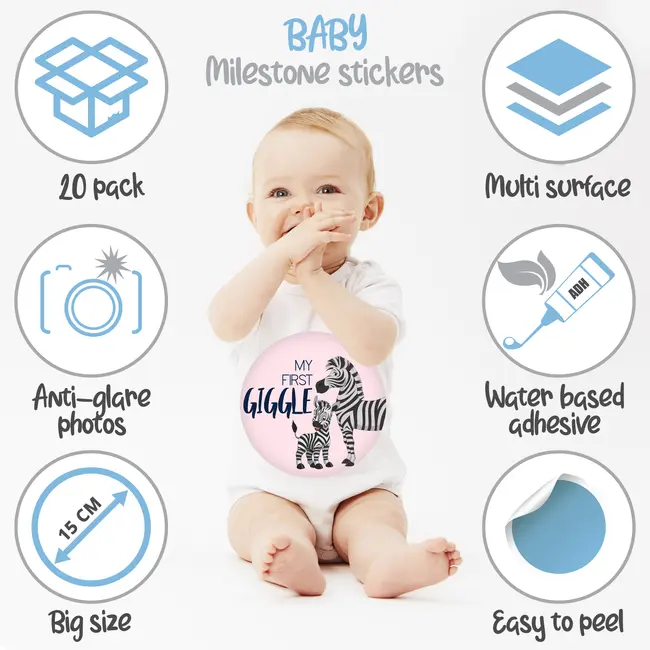 Set stickere foto bebeluse model My First Baby Milestone Stickers pentru Fetite - 15 cm diametru