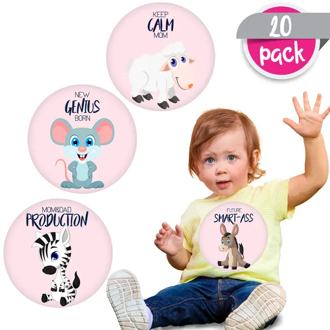 Set Stickere pentru Fotografii copii Funny Animals Baby Milestone Stickers pentru Fetite - 15 cm diametru