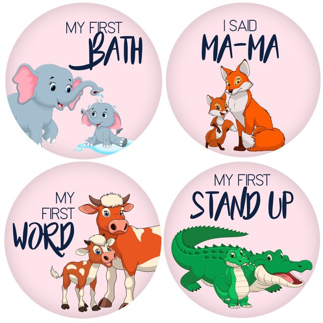 Set stickere foto bebeluse model My First Baby Milestone Stickers pentru Fetite - 15 cm diametru