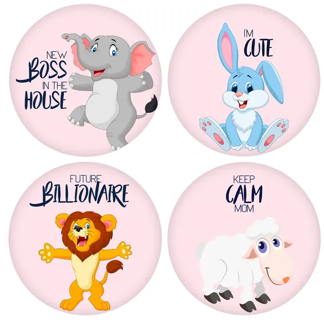 Set Stickere pentru Fotografii copii Funny Animals Baby Milestone Stickers pentru Fetite - 15 cm diametru