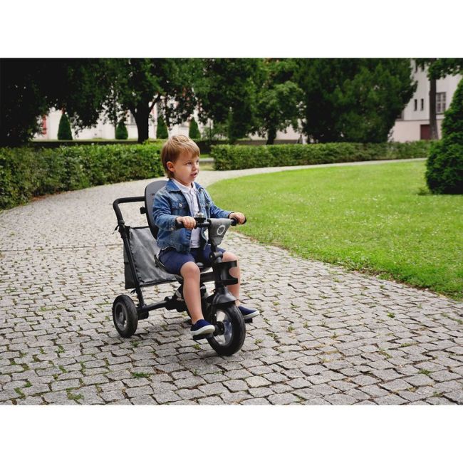 Lionelo - Tricicleta Tris Candy Mecanism de pedalare libera, Suport picioare, Control al directiei, Scaun reversibil, Rotire 360 grade, Pliabila, Roz/Gri BYNLO-TRISCANDY_ROSE/GREY