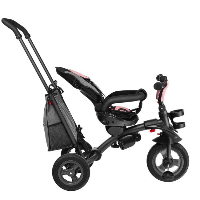 Lionelo - Tricicleta Tris Candy Mecanism de pedalare libera, Suport picioare, Control al directiei, Scaun reversibil, Rotire 360 grade, Pliabila, Roz/Gri BYNLO-TRISCANDY_ROSE/GREY