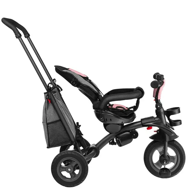 Lionelo - Tricicleta Tris Candy Mecanism de pedalare libera, Suport picioare, Control al directiei, Scaun reversibil, Rotire 360 grade, Pliabila, Roz/Gri BYNLO-TRISCANDY_ROSE/GREY