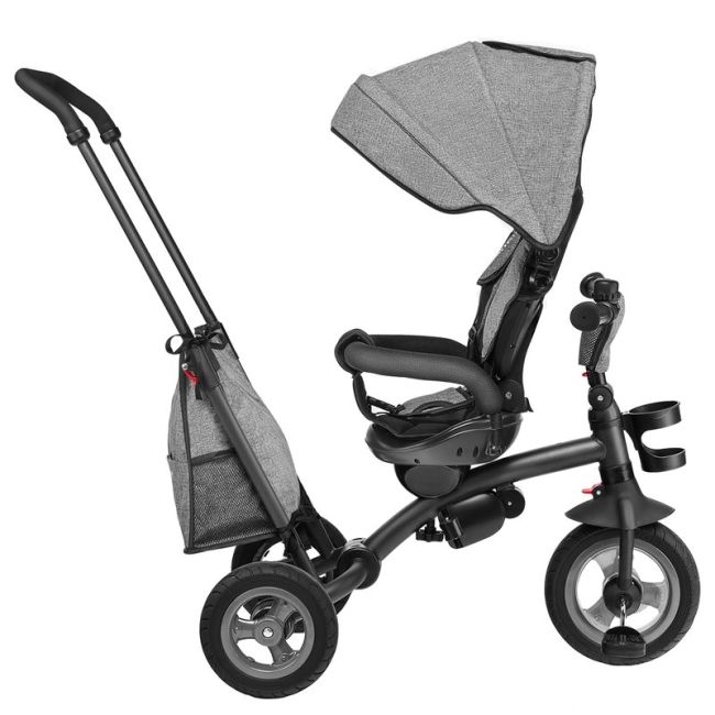 Lionelo - Tricicleta Tris Stone Grey Mecanism de pedalare libera, Suport picioare, Control al directiei, Scaun reversibil, Rotire 360 grade, Pliabila, Gri BYNLO-TRISSTONE_GREY