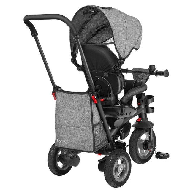 Lionelo - Tricicleta Tris Stone Grey Mecanism de pedalare libera, Suport picioare, Control al directiei, Scaun reversibil, Rotire 360 grade, Pliabila, Gri BYNLO-TRISSTONE_GREY