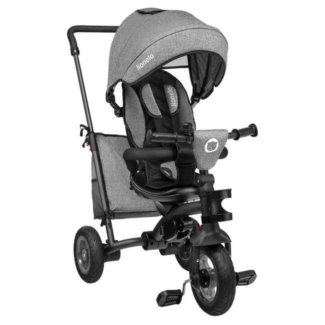 Lionelo - Tricicleta Tris Stone Grey Mecanism de pedalare libera, Suport picioare, Control al directiei, Scaun reversibil, Rotire 360 grade, Pliabila, Gri BYNLO-TRISSTONE_GREY