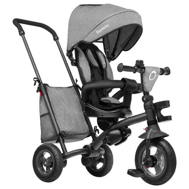 Lionelo - Tricicleta Tris Stone Grey Mecanism de pedalare libera, Suport picioare, Control al directiei, Scaun reversibil, Rotire 360 grade, Pliabila, Gri BYNLO-TRISSTONE_GREY