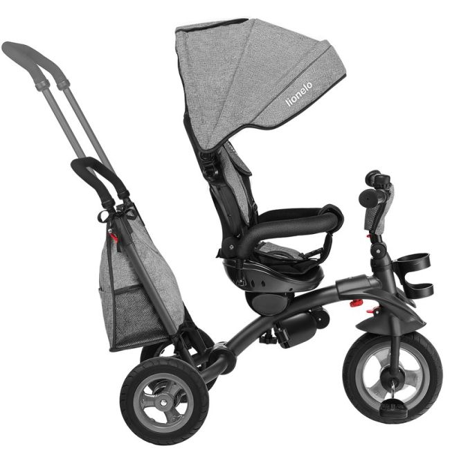 Lionelo - Tricicleta Tris Stone Grey Mecanism de pedalare libera, Suport picioare, Control al directiei, Scaun reversibil, Rotire 360 grade, Pliabila, Gri BYNLO-TRISSTONE_GREY