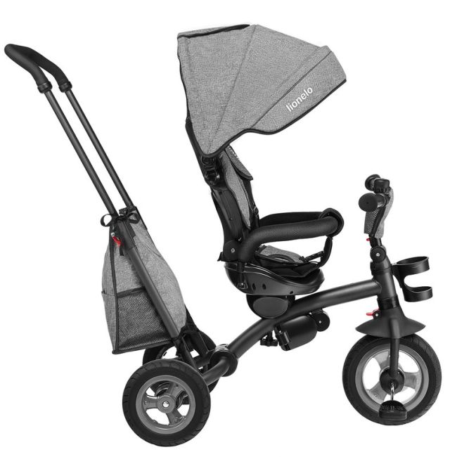 Lionelo - Tricicleta Tris Stone Grey Mecanism de pedalare libera, Suport picioare, Control al directiei, Scaun reversibil, Rotire 360 grade, Pliabila, Gri BYNLO-TRISSTONE_GREY