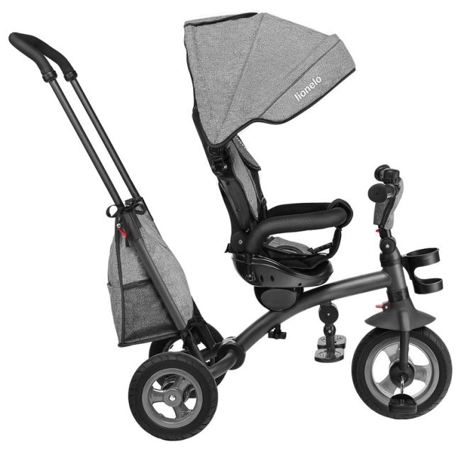 Lionelo - Tricicleta Tris Stone Grey Mecanism de pedalare libera, Suport picioare, Control al directiei, Scaun reversibil, Rotire 360 grade, Pliabila, Gri BYNLO-TRISSTONE_GREY