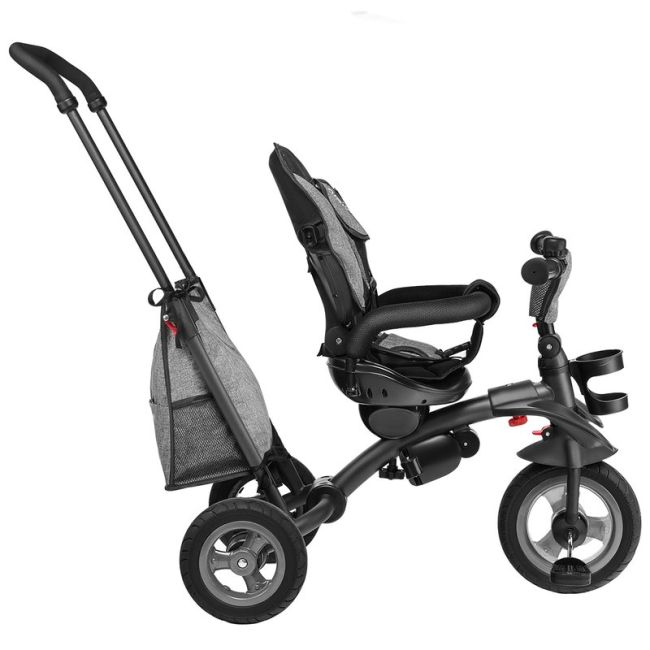 Lionelo - Tricicleta Tris Stone Grey Mecanism de pedalare libera, Suport picioare, Control al directiei, Scaun reversibil, Rotire 360 grade, Pliabila, Gri BYNLO-TRISSTONE_GREY