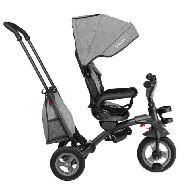 Lionelo - Tricicleta Tris Stone Grey Mecanism de pedalare libera, Suport picioare, Control al directiei, Scaun reversibil, Rotire 360 grade, Pliabila, Gri BYNLO-TRISSTONE_GREY