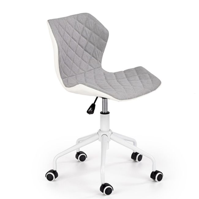 Scaun birou copii hm matrix 3, stofa/piele ecologica, inaltime reglabila, rotire 360 ˚, roti pivotante, 100 kg, gri/ alb drm8782