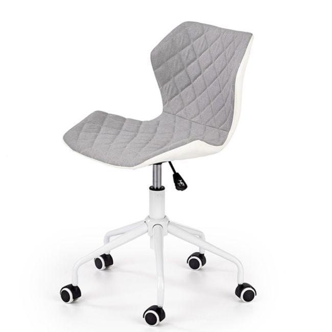 Scaun birou copii hm matrix 3, stofa/piele ecologica, inaltime reglabila, rotire 360 ˚, roti pivotante, 100 kg, gri/ alb drm8782