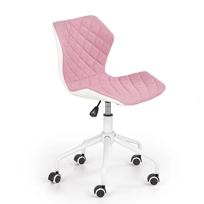 Scaun birou copii hm matrix 3, stofa/piele ecologica, inaltime reglabila, rotire 360 ˚, roti pivotante, cadru metalic vopsit, 100 kg, roz/ alb drm8783