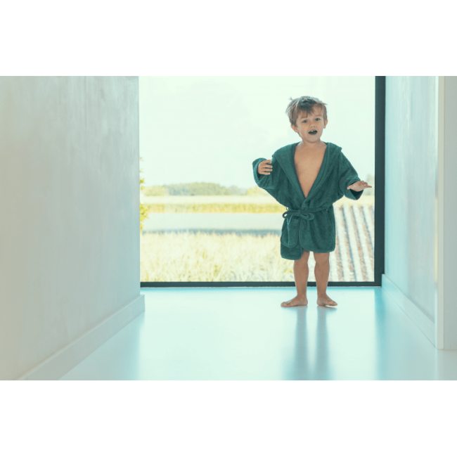Halat de baie frotir din bambus pentru copii 2-4 ani aspen green tnatm-bad01-530