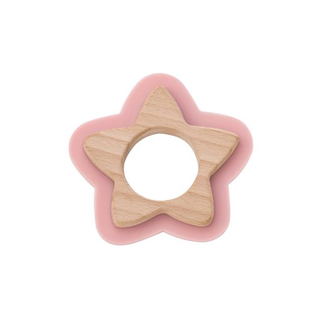 Jucarie naturala pentru dentitie star roz tna1704-p
